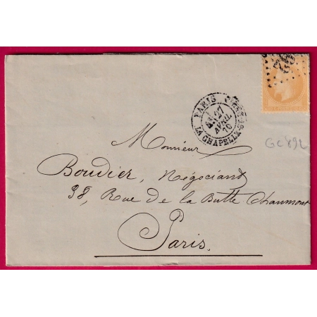 N°28 GC 892 PARIS LA CHAPELLE ST DENIS POUR PARIS BUTTE CHAUMONT RECETTES REUNIES