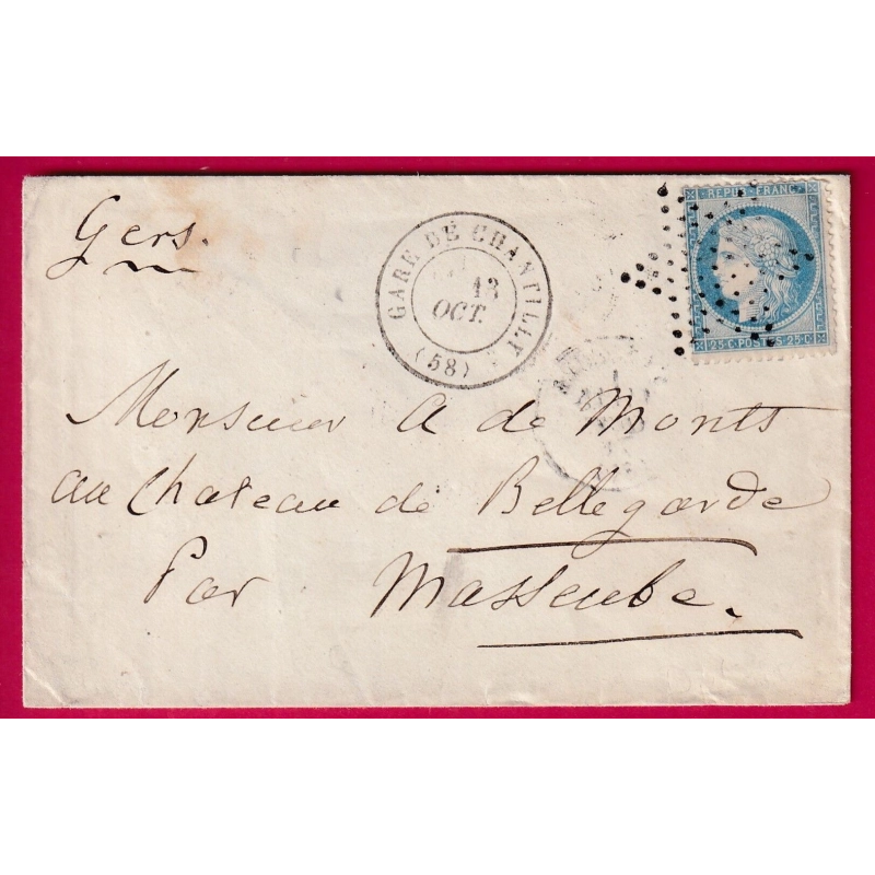 N°60 GARE DE CHANTILLY OISE ETOILE PLEINE DE PARIS POUR MASSEUBE GERS
