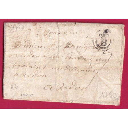 MARQUE B COURONNE BORDEAUX LN°6 1750 INDICE 10 POUR REDON ILLE ET VILAINE
