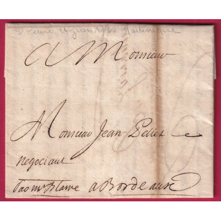 LETTRE DE ST PIERRE MARTINIQUE 1730 POUR BORDEAUX GIRONDE