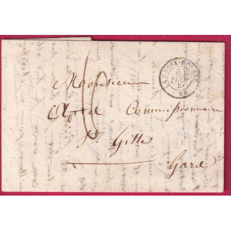 CAD TYPE 15 LA CROIX ROUSSE RHONE LYON 1847 POUR ST GILLES DU GARD TAXE 6