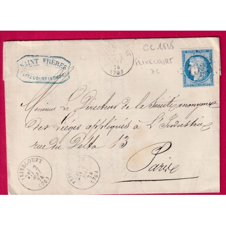N°60 GC 1525 FLEXICOURT SOMME CAD TYPE 16 FRAPPE 3 FOIS POUR PARIS CURIOSITE