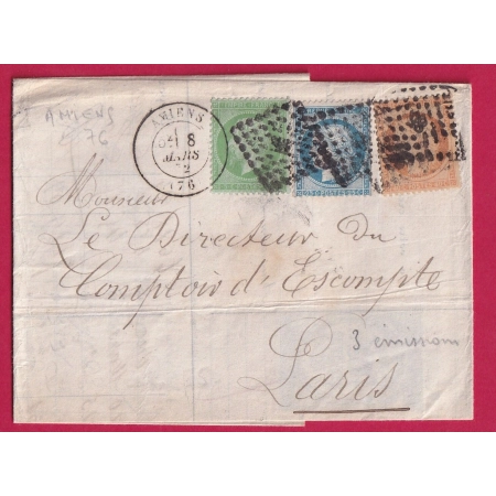 N°20 38 60 TRICOLORE 3 EMISSIONS PC DU GC 85 AMIENS SOMME POUR PARIS TIMBRE FISCAL DANS LE TEXTE