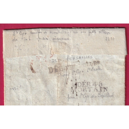 DOUBLE DEBOURSE DEB 48 MORTAIN MANCHE + DEB VERSAILLES 1810 SEINE ET OISE INDICE 15 ET 21