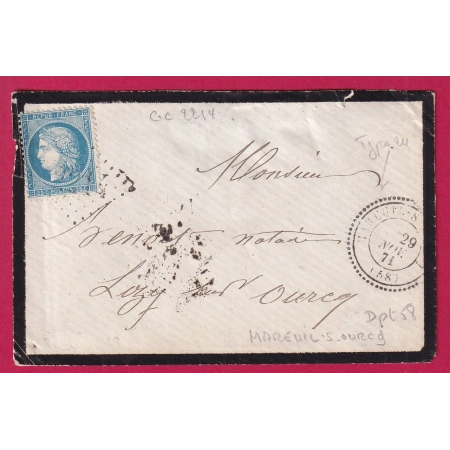 N°60 GC 2214 MAREUIL S OURCQ OISE CAD TYPE 24 INDICE 13 POUR LIZY SUR OURCQ