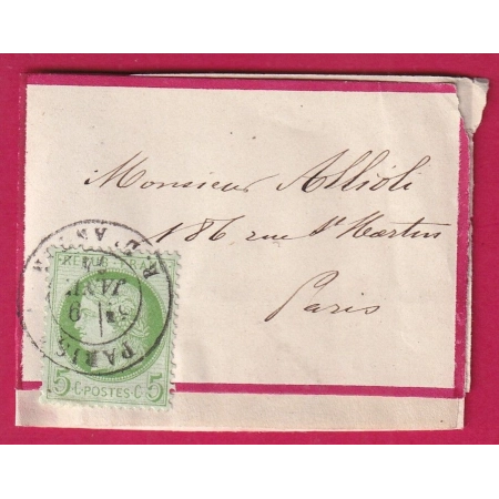 N°53 SEUL SUR PETITE BANDE DE JOURNAL PARIS R D'ANTIN 1874 POUR PARIS