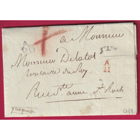 PETITE POSTE DE PARIS APB BOITIER A21 1782 POUR PARIS 5EME LEVEE