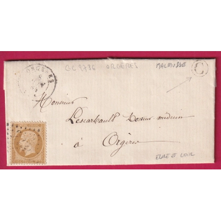 N°21 GC 2736 ORGERES EURE ET LOIR BOITE RURALE C MALMUSSE POUR ORGERES