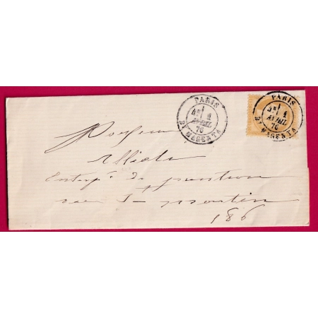 N°55 CAD PARIS BT MAGENTA 1 AVRIL 1876 1ER JOUR DU CAD SUR TIMBRE  POUR PARIS
