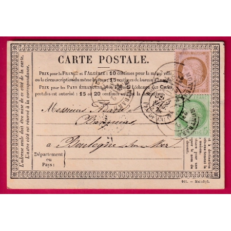 N°53 54 CAD TYPE 17 MONTBARD COTE D'OR POOR BOULOGNE SUR MER CARTE PRECURSEUR