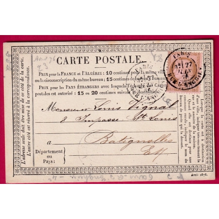 N°54 PARIS RUE D'ENGHEINS POUR LES BATIGNOLLES CARTE PRECURSEUR