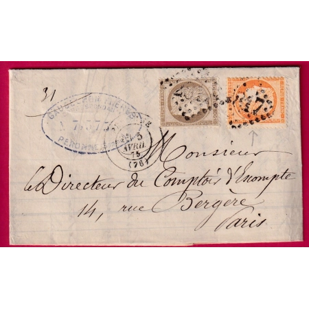 N°38 56 GC 2817 PERONNE SOMME POUR PARIS 1875