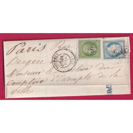 N°20 37 GC 3994 TOURNUS SAONE ET LOIRE 10 SEPTEMBRE 1871 POUR PARIS