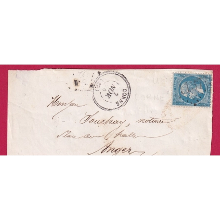 N°22 GC 1137 CORNE MAINE ET LOIRE DEVANT DE LETTRE INDICE 11 POUR ANGERS