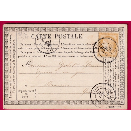 N°55 CAD TYPE 18 CREVECOEUR OISE POUR BEAUVAIS CARTE PRECURSEUR