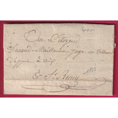 LETTRE DE SENAS BOUCHES DU RHONE 1803 POUR ST REMY DE PROVENCE