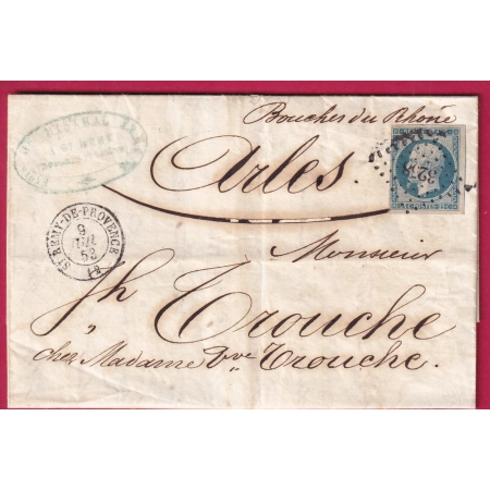 N°10 TTB PC 3258 ST REMY DE PROVENCE BOUCHES DU RHONE POUR ARLES 1853