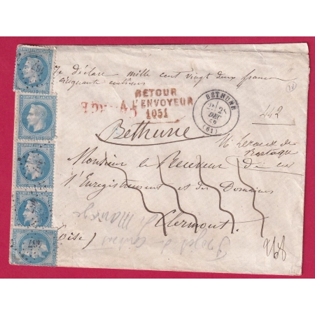 N°29 X5 PC DU GC 467 BETHUNE PAS DE CALAIS RETOUR ENVOYEUR 1051 CLERMONT OISE