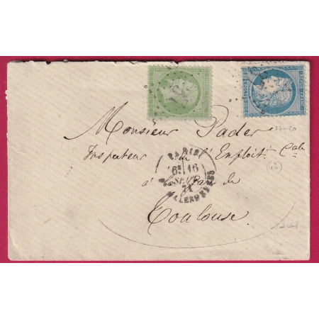 N°20 37 PARIS ETOILE 37 BT MALEHERBES 16 SEPTEMBRE 1871 POUR TOULOUSE