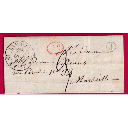 CAD TYP 12 LAMBESC BOUCHES DU RHONE BOITE RURALE J + DECIME RURAL POUR MARSEILLE BOITE A IDENTIFIEE PELISSANNE ???