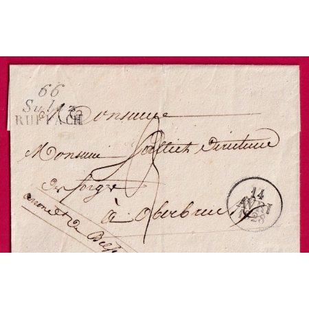 DOUBLE CURSIVE 66 SULTZ RUFFACH HAUT RHIN INDICE 18 POUR OBERBRUCK 1828
