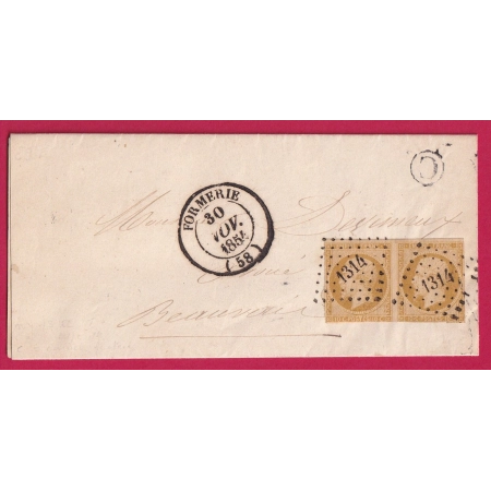 N°13 PAIRE PC 1314 FORMERIE OISE CAD TYPE 14 BOITE RURALE C ROMESCAMPS POUR BEAUVAIS