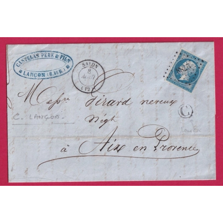 N°14 PC 2788 SALON DE PROVENCE BOUCHES DU RHONE BOITE RURALE C LANCON POUR AIX EN PROVENCE