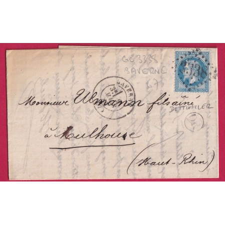 N°29 GC 3338 SAVERNE BAS RHIN OR DETTWILLER POUR MULHOUSE