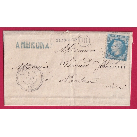 N°29 GC 4364 AMBRONAY AIN + CACHET DE GARE AMBRONAY OR JUJURIEUX POUR NANTUA