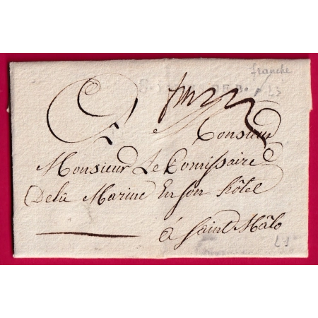 MARQUE FRANC ST JAMES DE BEUVRON MANCHE 1782 LN°3 INDICE 20 POUR ST MALO ILLE ET VILLAINE