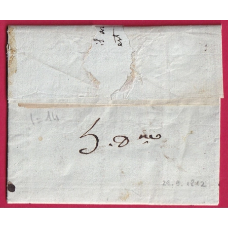 MARQUE P12P ROQUEVAIRE BOUCHES DU RHONE 1812 LE MAIRE DE AURIOL POUR EMBRUN  HAUTES ALPES TAXE 5 DENIERS AU DOS