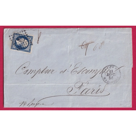 N°14 CAD MARITIME ALGER MARSEILLE RARE INDICE 21 AVEC PC1896 MARSEILLE ALGERIE POUR PARIS