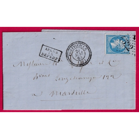 N°22 GC 4522 FONTVIELLE BOUCHES DU RHONE CAD TYPE 22 POUR MARSEILLE INDICE 14 APRES LE DEPART