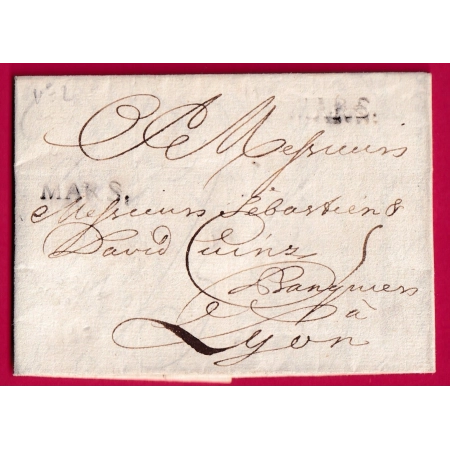 MARQUE MARS. MARSEILLE BOUCHES DU RHONE 1718 LN°2 INDICE 17 POUR LYON