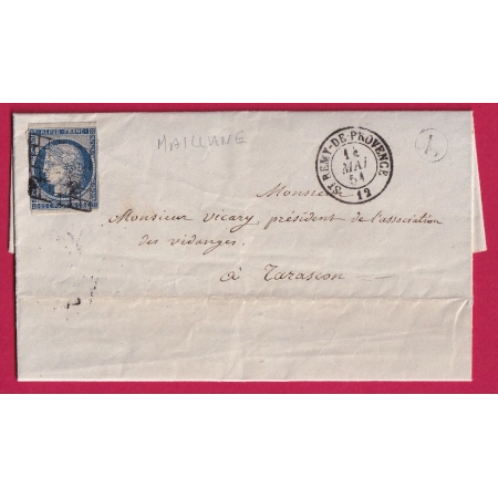 N°4 GRILLE ST REMY DE PROVENCE BOITE RURALE MAILLANE 1851 POUR TARASCON