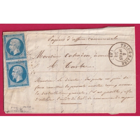 N°14 PAIRE PC 3423 TRIE SUR BLAISE HAUTES PYRENEES TRES BELLE ANNOTATION DISTRIBUEE LE MEME JOUR A TARBES