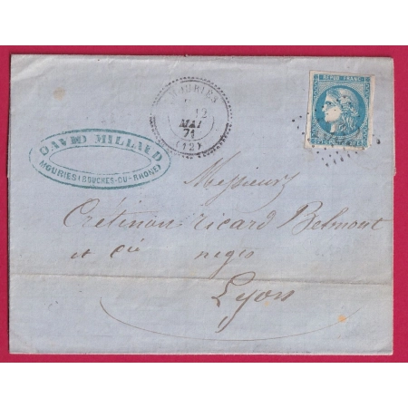 N°46B GC 4932 MOURIES BOUCHES DU RHONE CAD TYPE 24 POUR LYON