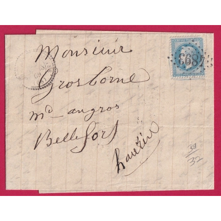 N°29 GC 4893 CHESSY LES MINES RHONE CAD TYPE 22 POUR BELFORT HAUT RHIN INDICE 15