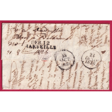 DEBOURSE DEB 12 MARSEILLE 1826 BOUCHES DU RHONE DEPART BEZIERS HERAULT INDICE 13