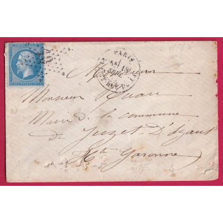 N°22 PARIS ETOILE 10 PETITE-RUE-DU-BAC POUR JUZET D'IZAUT HAUTE GARONNE INDICE 18