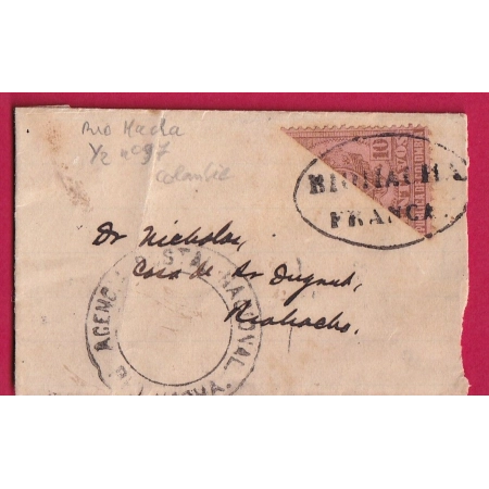 COLOMBIE RIO HACHA N°97 COUPE EN DEUX SUR LETTRE