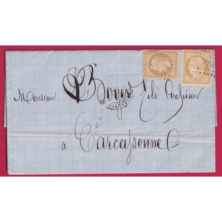 N°28 59 RARE MIXTE GC 532 ORDEAUX LES SALINIERES POUR CARCASSONNE NOVEMBRE 1871