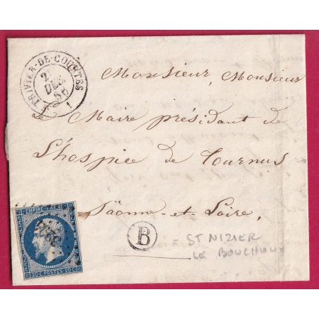 N°14 PC 3294 ST TRIVIER DE COURTES AIN BOITE RURALE B ST NIZIER LE BOUCHOUX POUR TOURNUS SAONE ET LOIRE