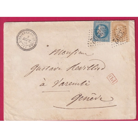 N°28 29 GC 3392 SERRIERES DE BRIORD CAD TYPE 22 POUR GENEVE SUISSE INDICE 10