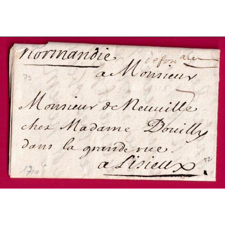 MARQUE DE FONTAINEBLEAU MANUSCRIT DE FONau 1710 POUR LISIEUX CALVADOS RARE