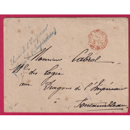 FRANCHISE SERVICE DE L'EMPEREUR  MAISON DE L'IMPERATRICE 1868 POUR FONTAINEBLEAU SIGNE ROUMET TTB