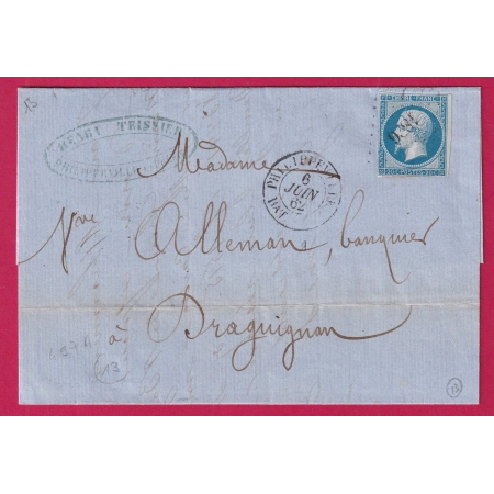 N°14 CAD PHILIPPEVILLE BATEAU A VAPEUR PC 1896 MARSEILLE POUR DRAGUIGNAN VAR