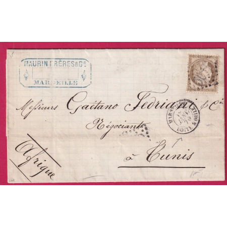 N°56 CAD MARSEILLE BOITE MOBILE POUR TUNIS TUNISIE SIGNE BAUDOT GC BONE ALGERIE