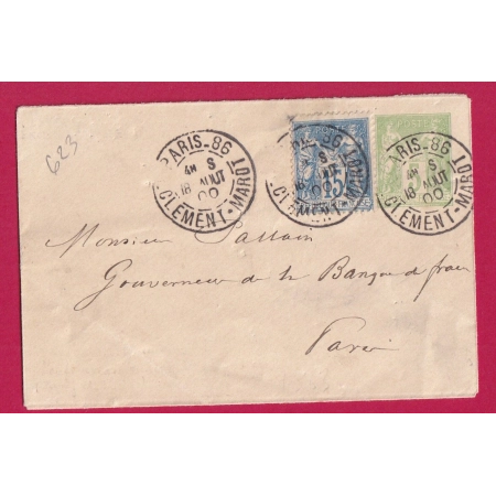 ENTIER 5C SAGE N° 90 LEVEE EXCEPTIONNELLE PARIS R CLEMENT MAROT POUR PARIS 1900