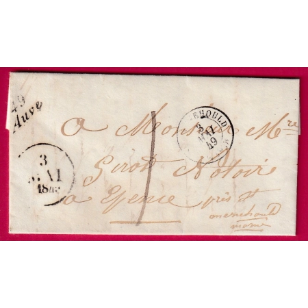 CURSIVE 49 AUVE MARNE TAXE LOCALE 1 CURSIVE EN ARRIVE 49 GIVRY EN ARGONNE POUR EPENSE 1849